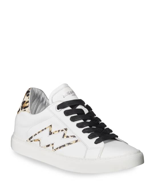 Zadig & Voltaire ZV1747 Leather And Leo Bolt Sneakers | Neiman Marcus
