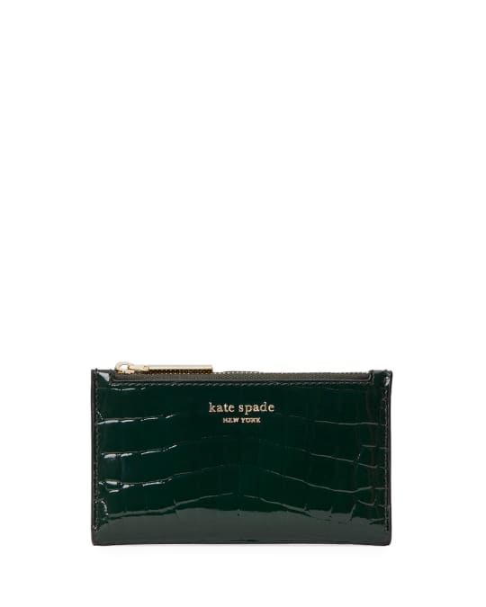 kate spade new york sylvia small croc embossed slim bifold wallet