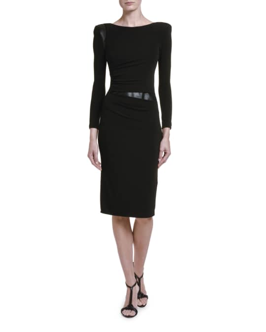 Giorgio Armani Ruched Jersey Leather-Waist Dress | Neiman Marcus