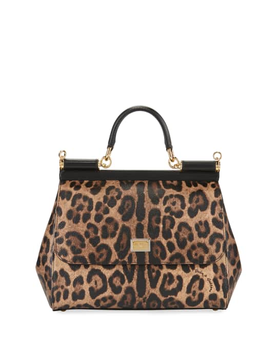 Dolce&Gabbana Sicily Medium Leopard-Print Satchel Bag | Neiman Marcus