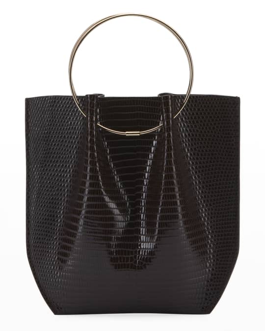 The Row Micro Flat Circle Suede Bucket Bag In Dark Purple