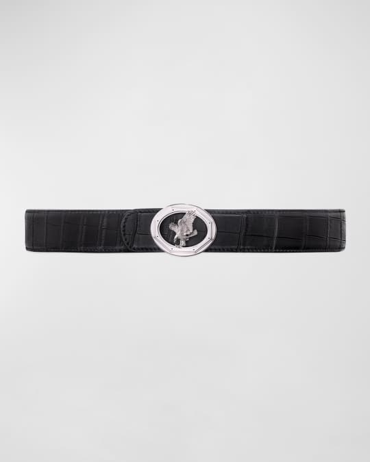 Stefano Ricci Men's Signature Eagle Crocodile Leather Belt