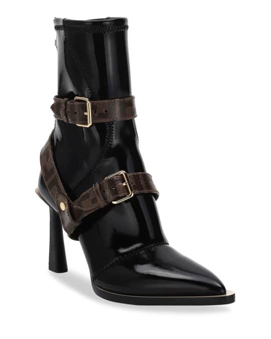 ALAIA Cutout Leather Buckle Ankle Boots