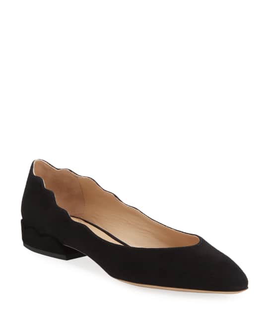 Chloe Laurena Scalloped Suede Ballet Flats
