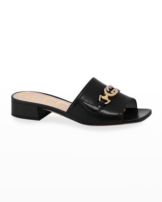 Gucci Zumi 25mm Leather Slide Sandals | Neiman Marcus