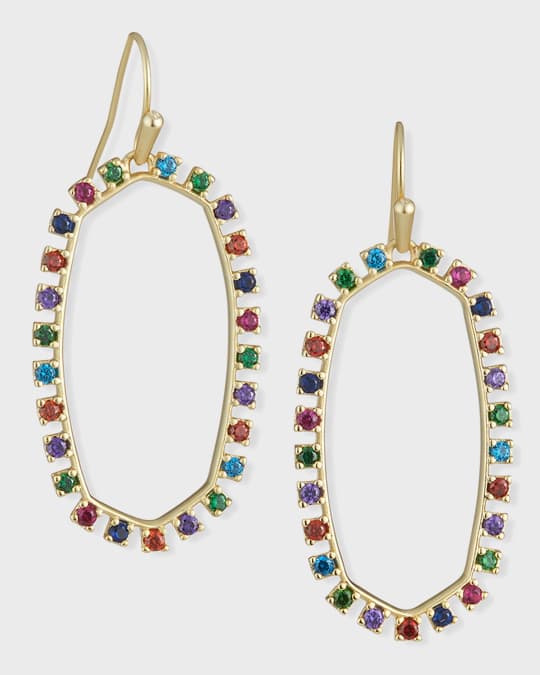 Elle Open Frame Crystal Drop Gold Earrings