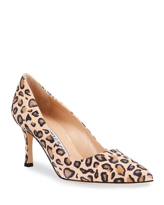 Manolo Blahnik BB 70mm Leopard-Print Suede Pumps | Neiman Marcus