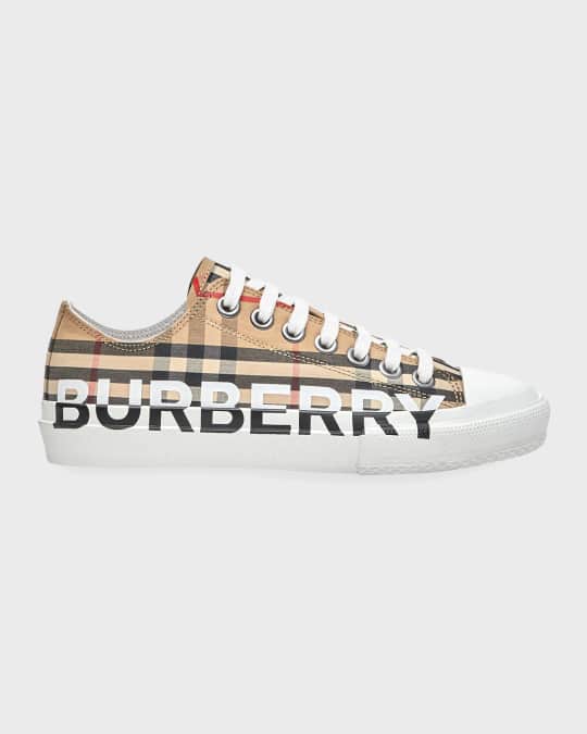 Burberry Larkhall Low-Top Logo Check Canvas Sneakers | Neiman Marcus