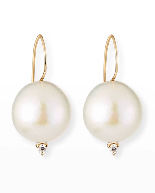 Mizuki Sea of Beauty 14k Large Pearl and Diamond Wire Earrings | Neiman ...