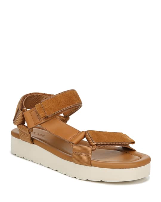 Vince Carver Leather Suede Flatform Sport Strap Sandals Neiman