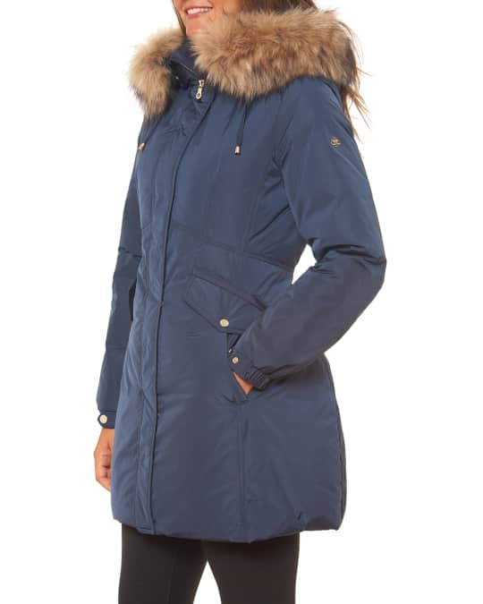 kate spade new york heavyweight down coat with faux fur trim