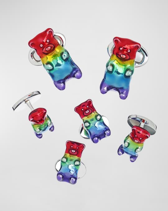 Men's Rainbow Gummy Bear Cufflink Stud Set
