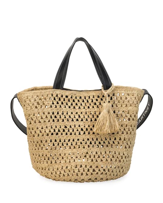 Stella mccartney crochet raffia bucket bag best sale