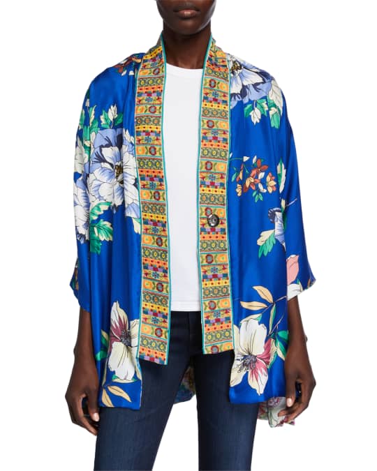 Johnny Was Plus Size Onyx Reversible Silk Kimono | Neiman Marcus