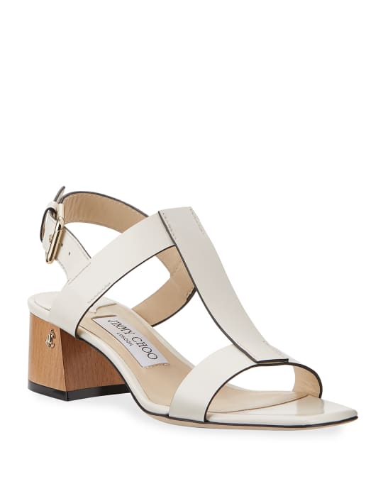 Jimmy Choo Jin Leather Block Heel Sandals Neiman Marcus