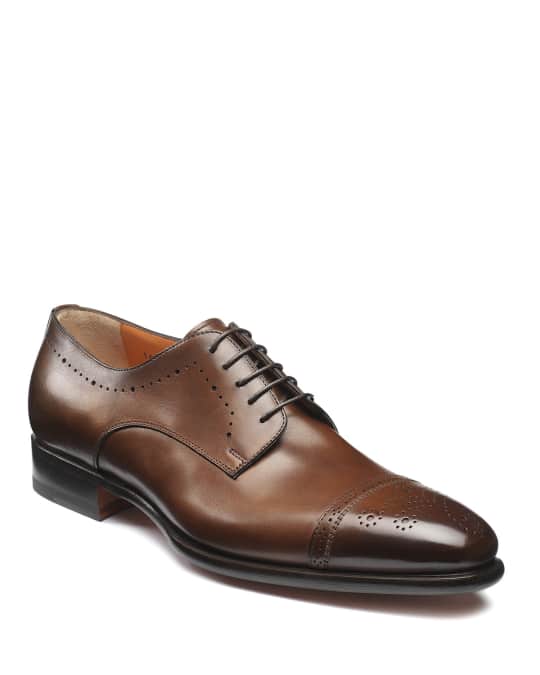 Santoni Men's Ironside Brogue Leather Derby Shoes | Neiman Marcus