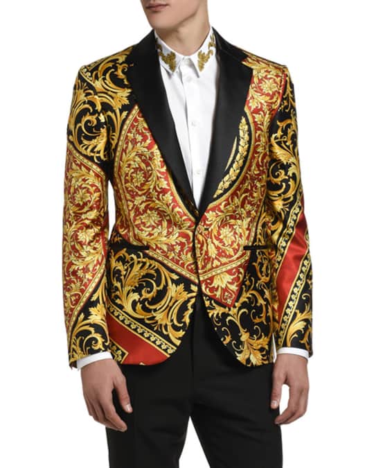 Versace Men's Baroque Satin-Lapel Dinner Jacket | Neiman Marcus