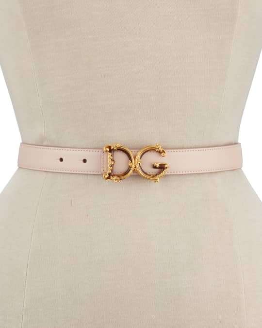 Dolce&Gabbana Baroque DG Logo Leather Belt | Neiman Marcus