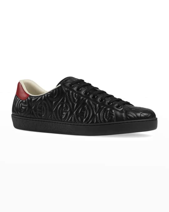 Gucci Men's Ace Rhombus Stitched GG Leather Sneakers | Neiman Marcus
