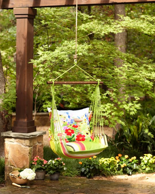 Fresh Lime Stripe Swing Chair