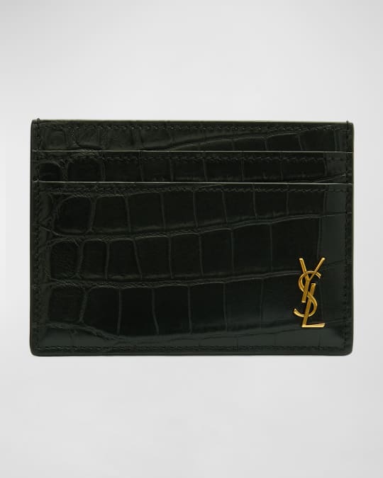 Saint Laurent Men's Monogrammed Leather Cardholder