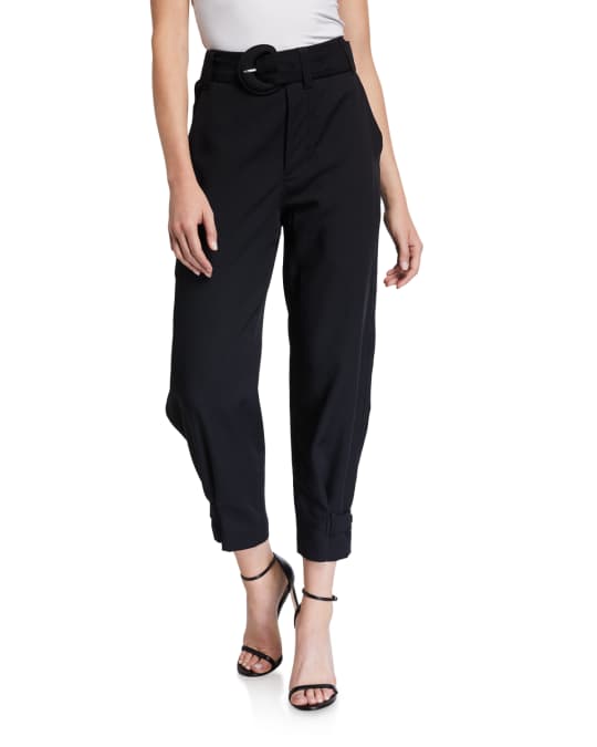 High-Rise Belted Ankle Pants