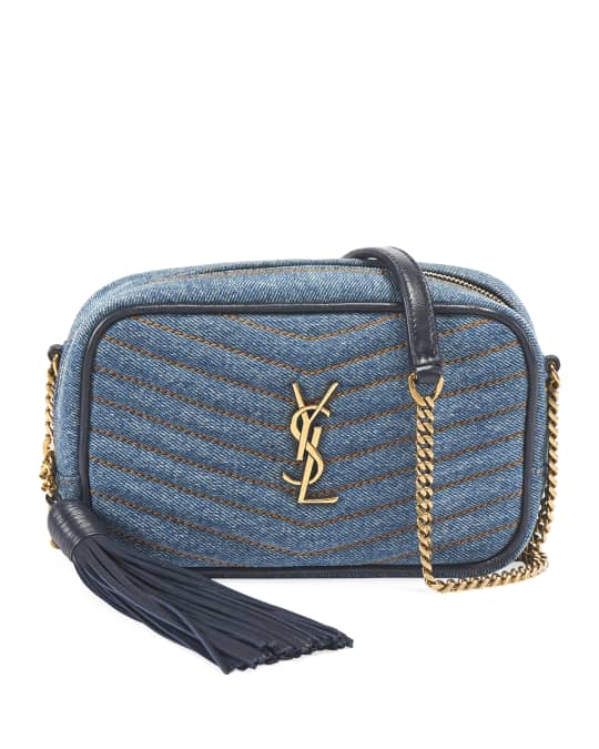 Saint Laurent Mini Lou Denim Camera Bag in Blue