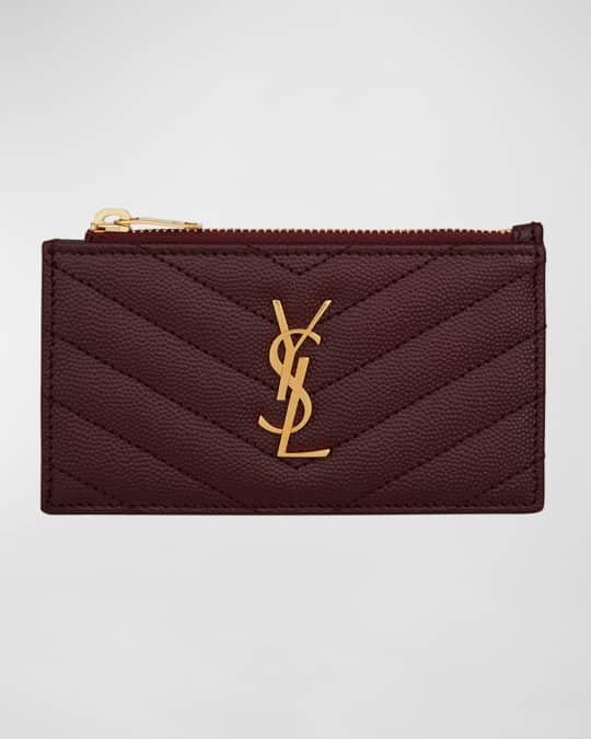 Saint Laurent Monogram Zipped Cardholder - Neutrals