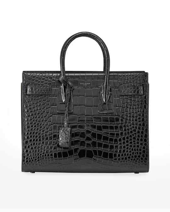 Sac De Jour Nano Croc Effect Leather Tote Bag in Black - Saint Laurent