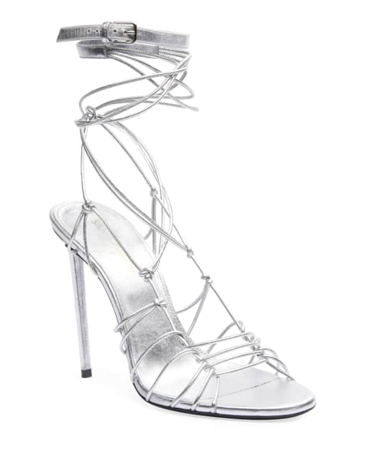 Saint laurent robin metallic strappy sandals shop