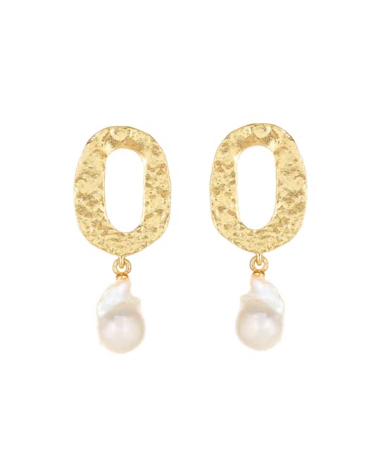 Hammered Pearl-Drop Earrings
