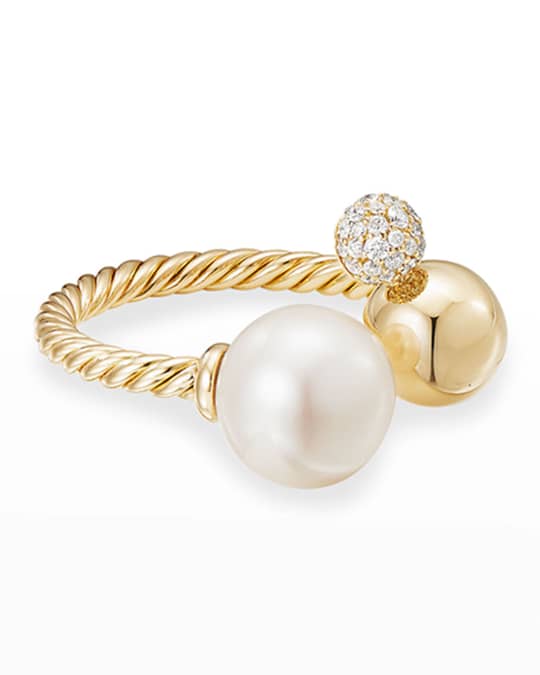 Solari 18k Pearl and Diamond Cluster Ring Size 6