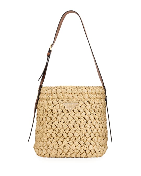 Prada Raffia Woven Bucket Bag | Neiman Marcus