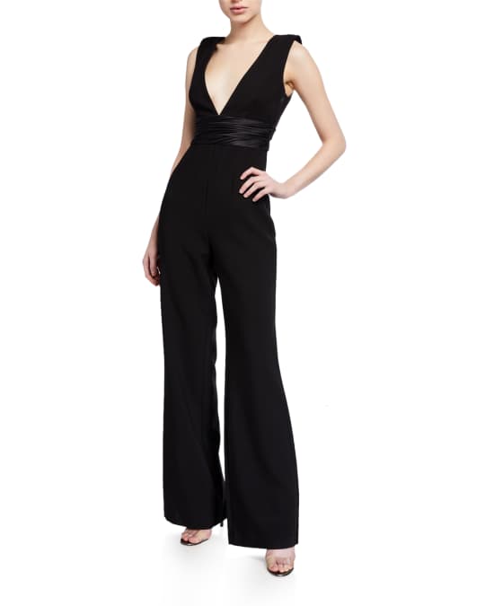 Likely Maggie Deep V-Neck Sleeveless Jumpsuit | Neiman Marcus