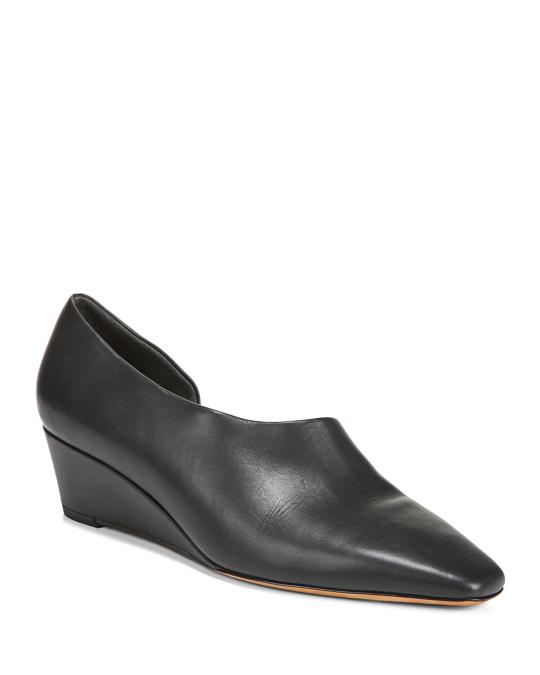 VINCE Barolo Asymmetric Napa Wedge Loafers, black leather, almost new! Leather Barolo Wedge Heel main image 2