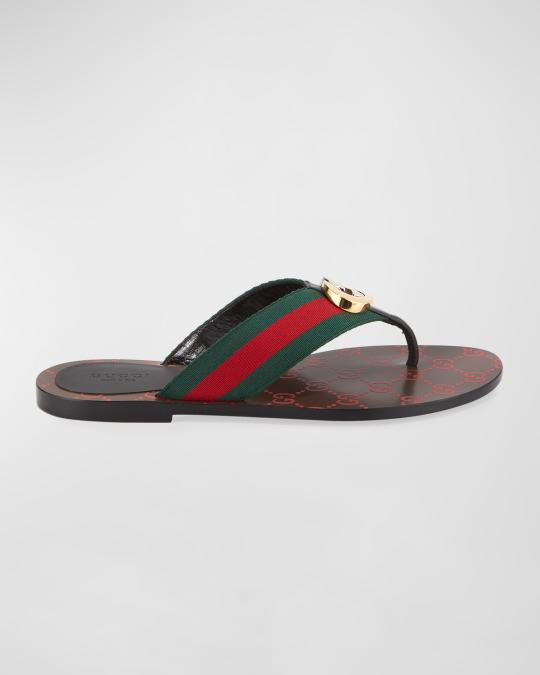 Gucci Kika Web Thong Sandals | Neiman Marcus display picture 2