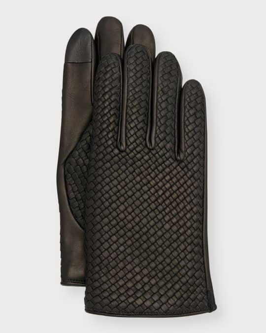 Men s Woven Patina Leather Gloves