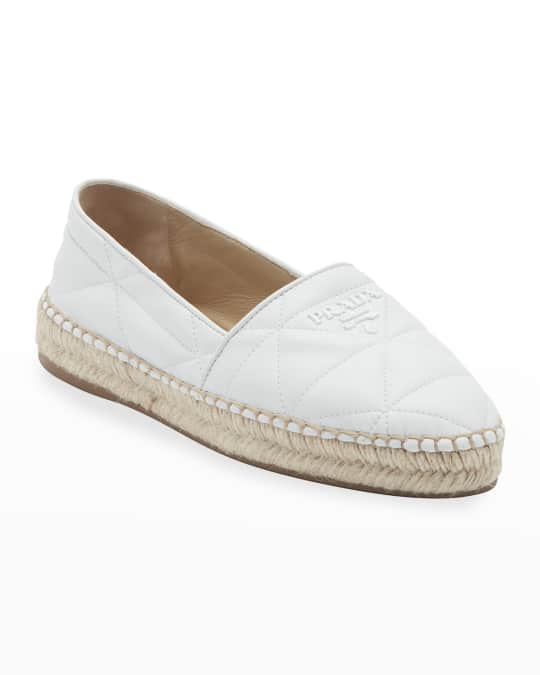 Prada Flat Quilted Leather Espadrilles | Neiman Marcus