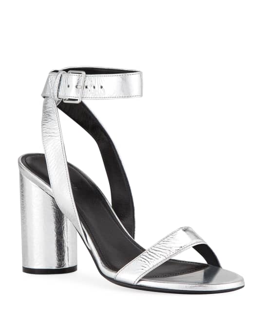 Balenciaga Oval Metallic Leather Ankle Sandals Neiman Marcus