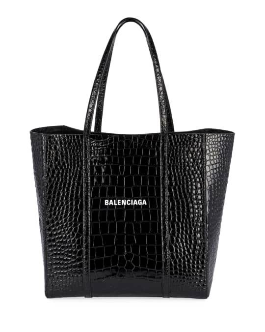 Balenciaga Everyday Small Shiny Embossed Croc Tote Bag | Neiman Marcus