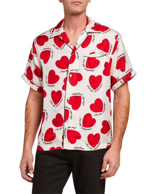 Men's Hearts Silk Pajama Shirt