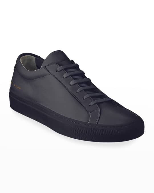 Common Projects Men's Achilles Leather Low-Top Sneakers, Navy | Neiman ...