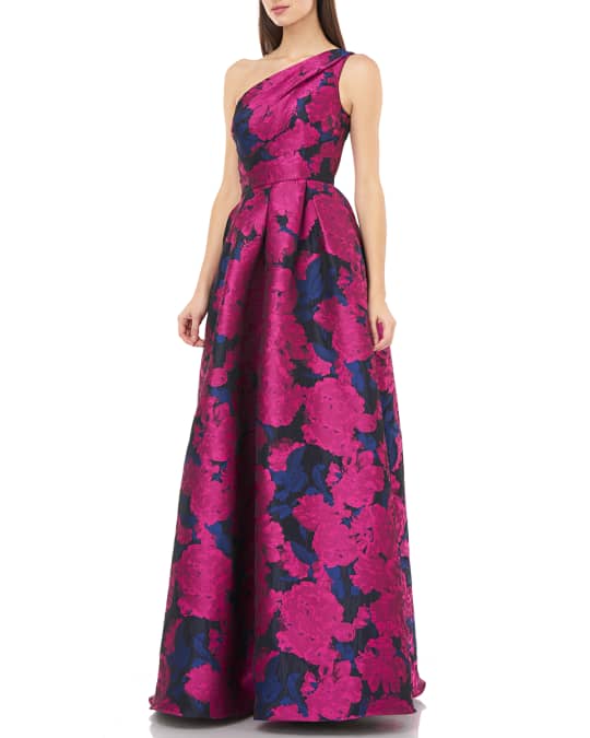 Carmen Marc Valvo Infusion One-Shoulder Brocade Ball Gown | Neiman Marcus