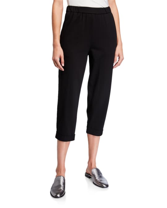 Eileen Fisher Plus Size Stretch Jersey Cuffed Crop Pants | Neiman Marcus
