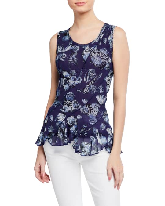 Fuzzi Seashell Ruffle Bottom Tank Top Neiman Marcus