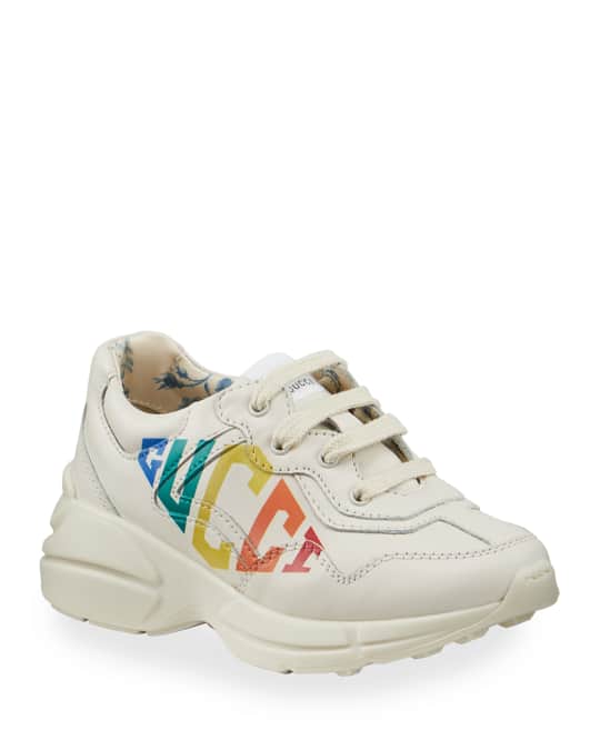 Gucci Rhyton Rainbow Logo Chunky Leather Sneakers Baby Toddler Neiman Marcus