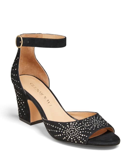 Jack Rogers Maxine Embellished Suede Block-Heel Sandals Neiman