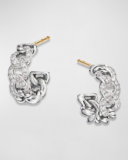 Belmont Huggie Hoop Earrings with Diamonds