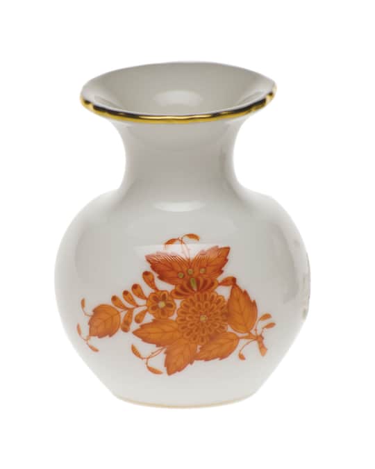 Chinese Bouquet Rust Medium Bud Vase with Lip