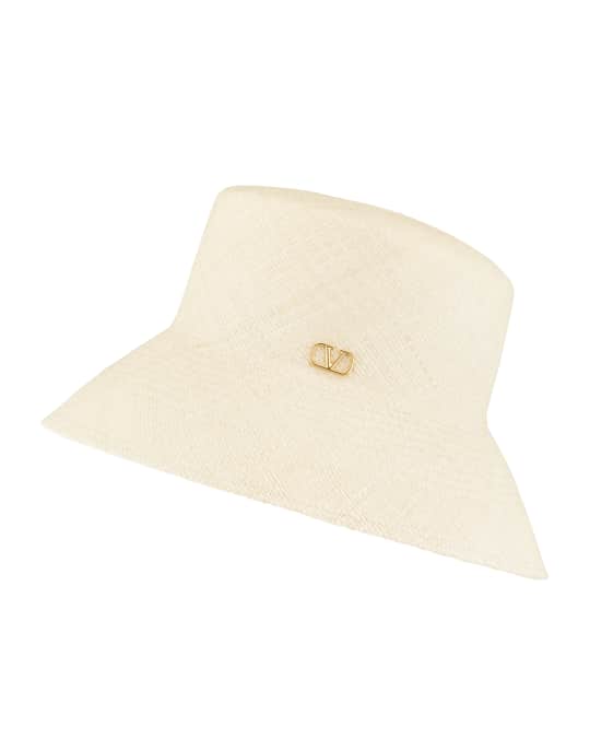 Valentino Garavani VLOGO Straw Bucket Hat | Neiman Marcus